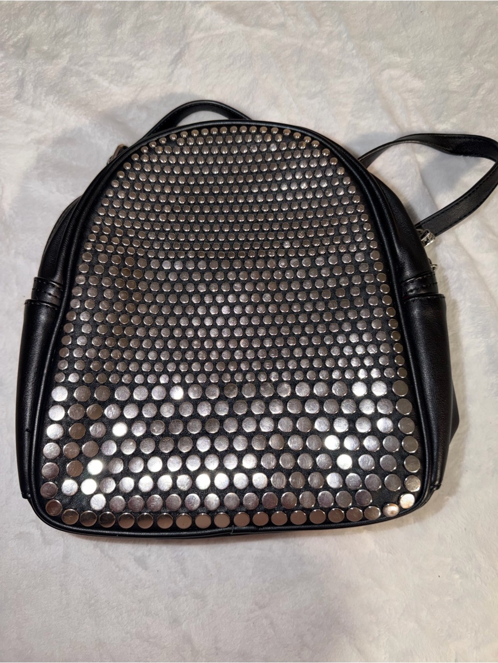Steven Madden BSaint Black Silver Studded Backpack- Faux Leather Base